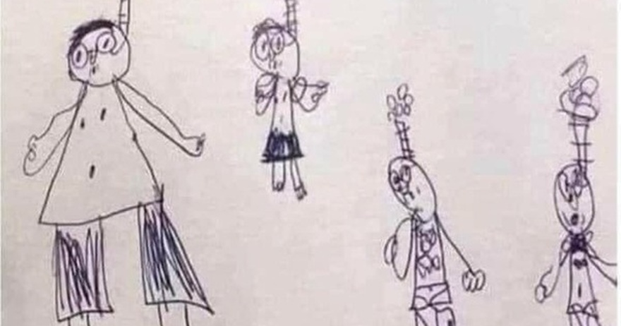 Child draws ‘family picture’ – teacher immediately calls emergency meeting when she sees what he has made